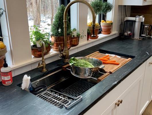 High-end kitchen renovation using the Kallista Multiere Stainless Steel Sink, available at Splash